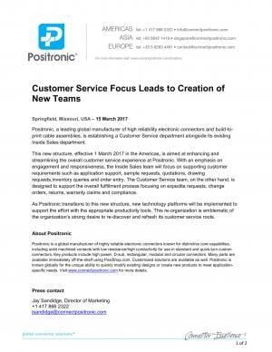 Customer Service Focus Leads to Creation of New Teams