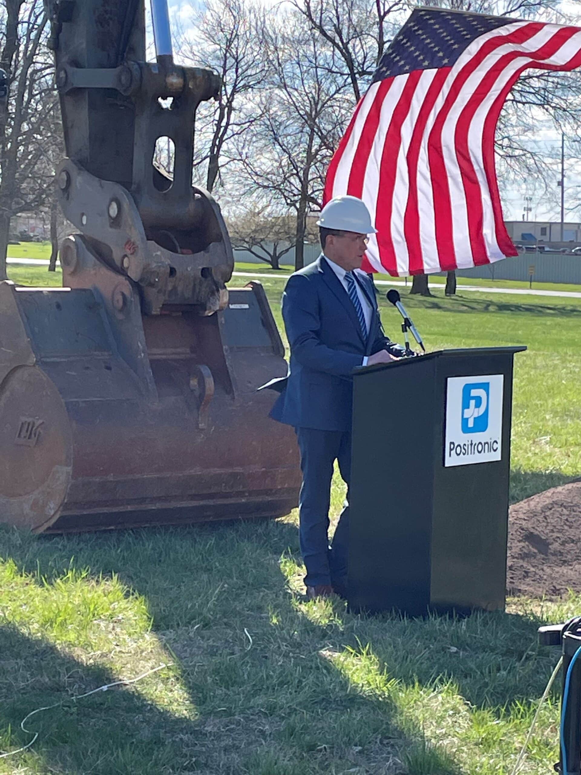 Eric Rushbrook speaking at the groundbreaking ceremony