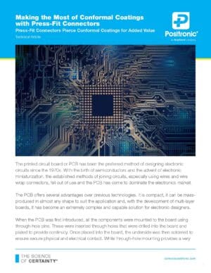 Press Fit Connectors and Conformal Coatings